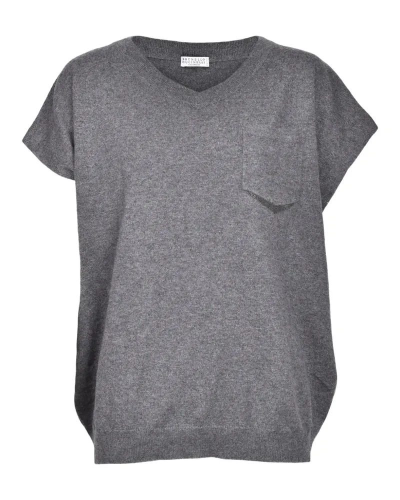 Brunello Cucinelli Kaschmirpullover mit V-Ausschnitt - Grau Grau