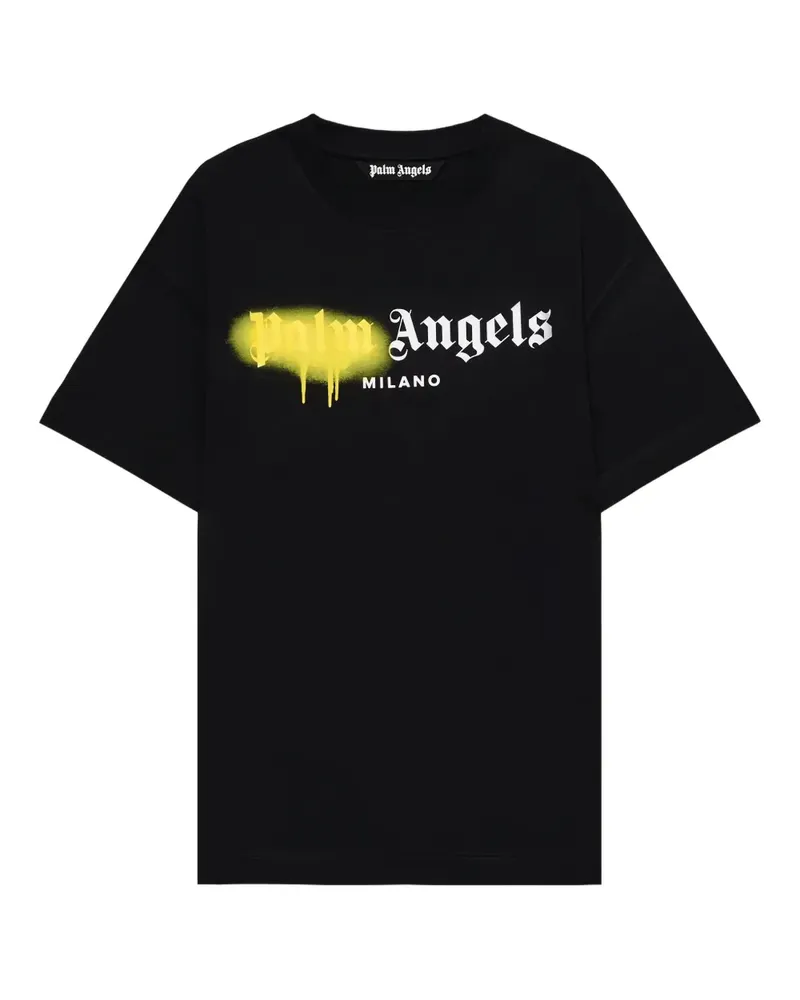 Palm Angels Spray City Milan T-Shirt mit tropfendem Logo - Schwarz Schwarz