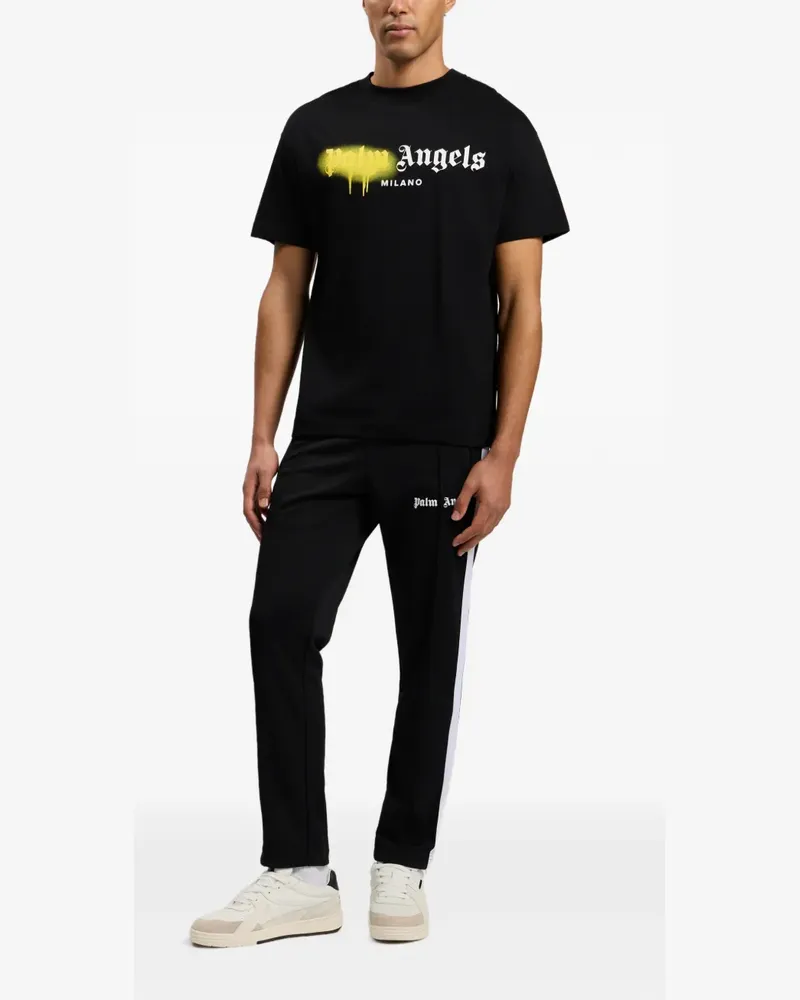 Palm Angels Spray City Milan T-Shirt mit tropfendem Logo - Schwarz Schwarz