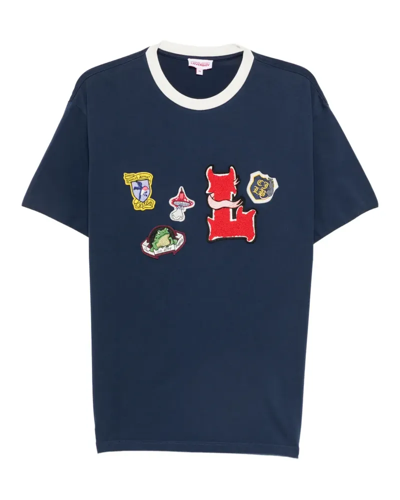 Charles Jeffrey Loverboy badge-appliqué T-shirt - Blau Blau
