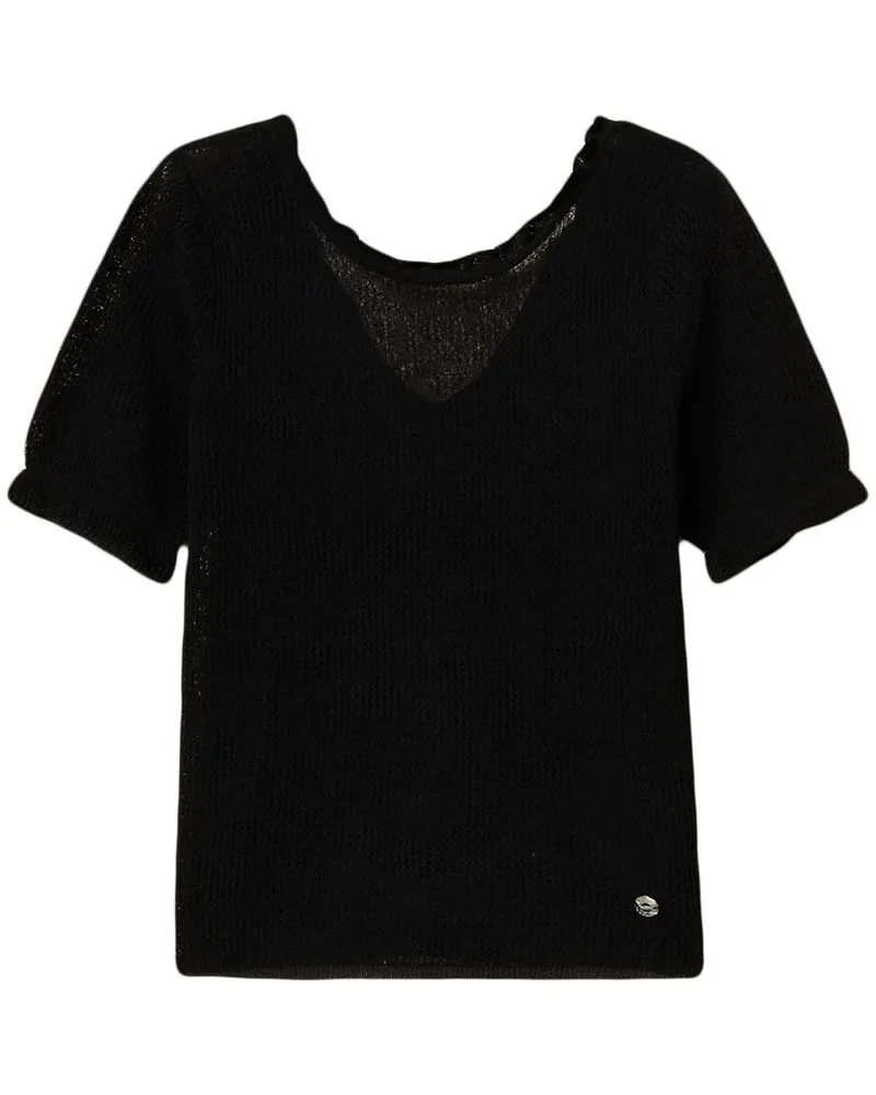 Twin-Set Oberteil mit floralem Jacquard - Schwarz Schwarz