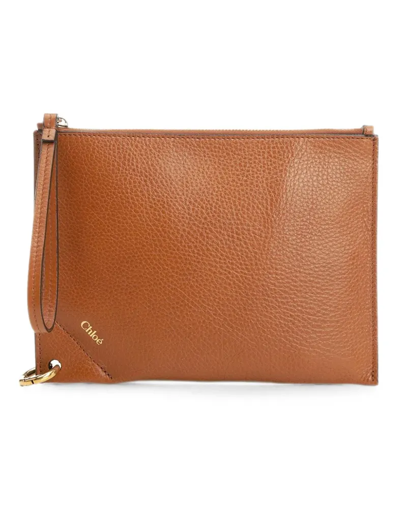 Chloé Spin leather clutch bag - Braun Braun