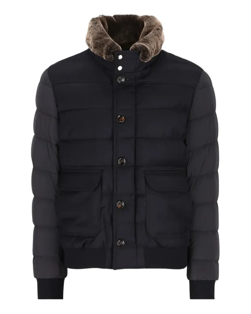 MOORER fur-collar quilted jacket - Blau Blau
