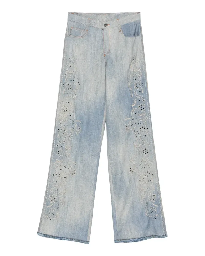 Ermanno Scervino broderie-anglaise wide-leg jeans - Blau Blau