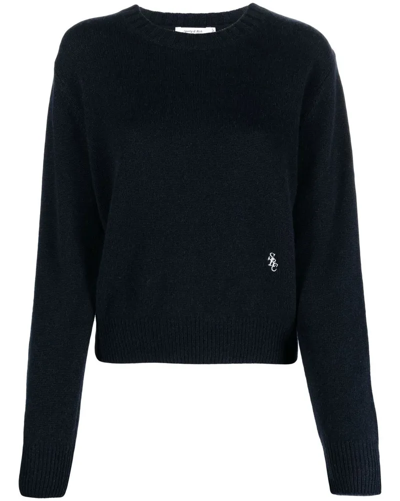 SPORTY & RICH Pullover mit Logo-Stickerei - Blau Blau