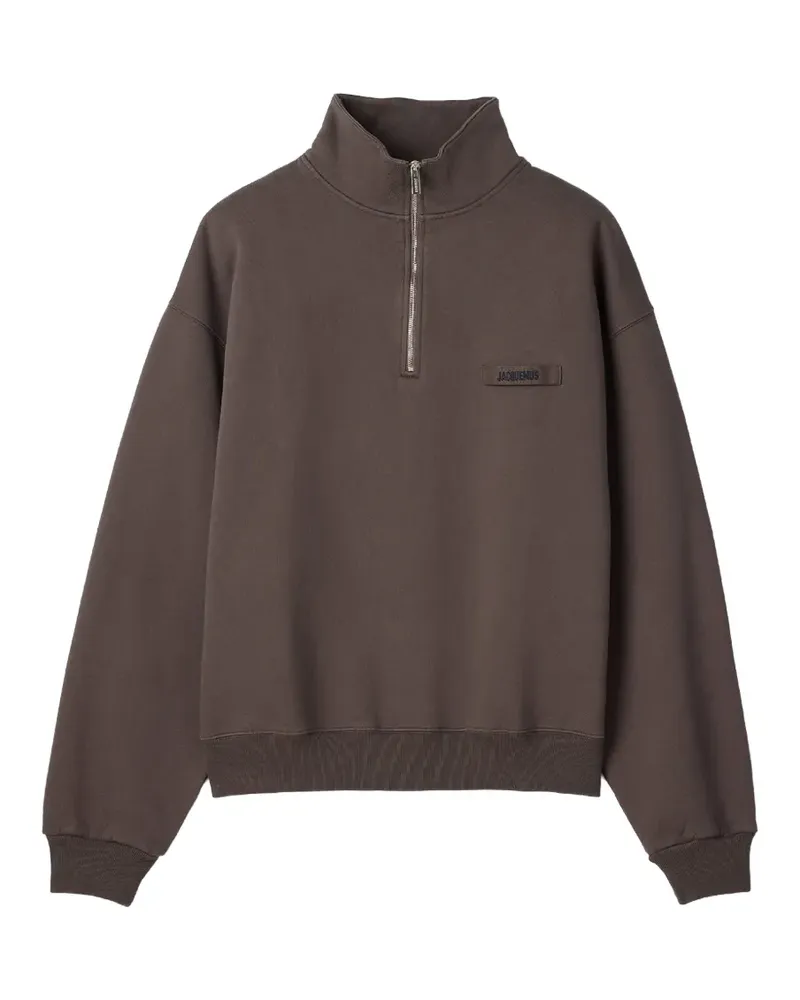 Jacquemus quarter-zip logo-patch sweatshirt - Braun Braun