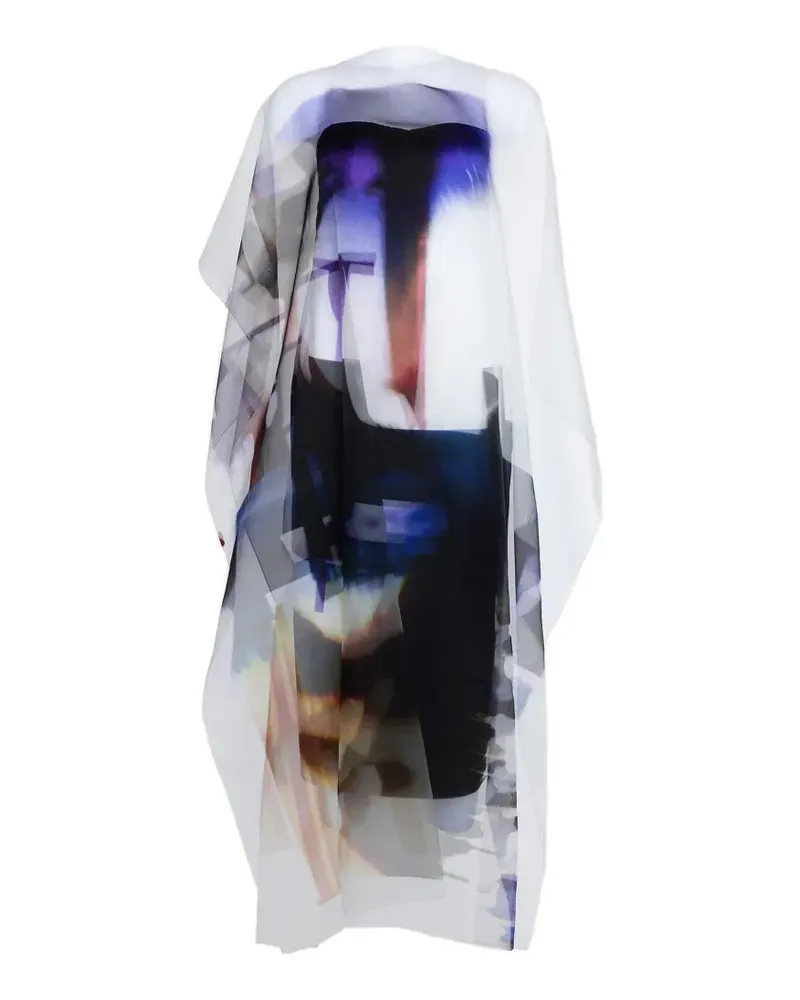 Roksanda Ilincic Eren abstract-print layered midi dress - Weiß Weiß