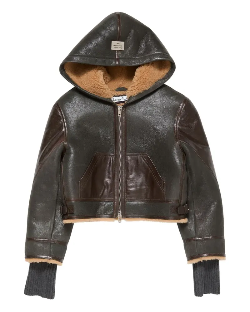 Acne Studios Lederjacke mit Kapuze - Braun Braun