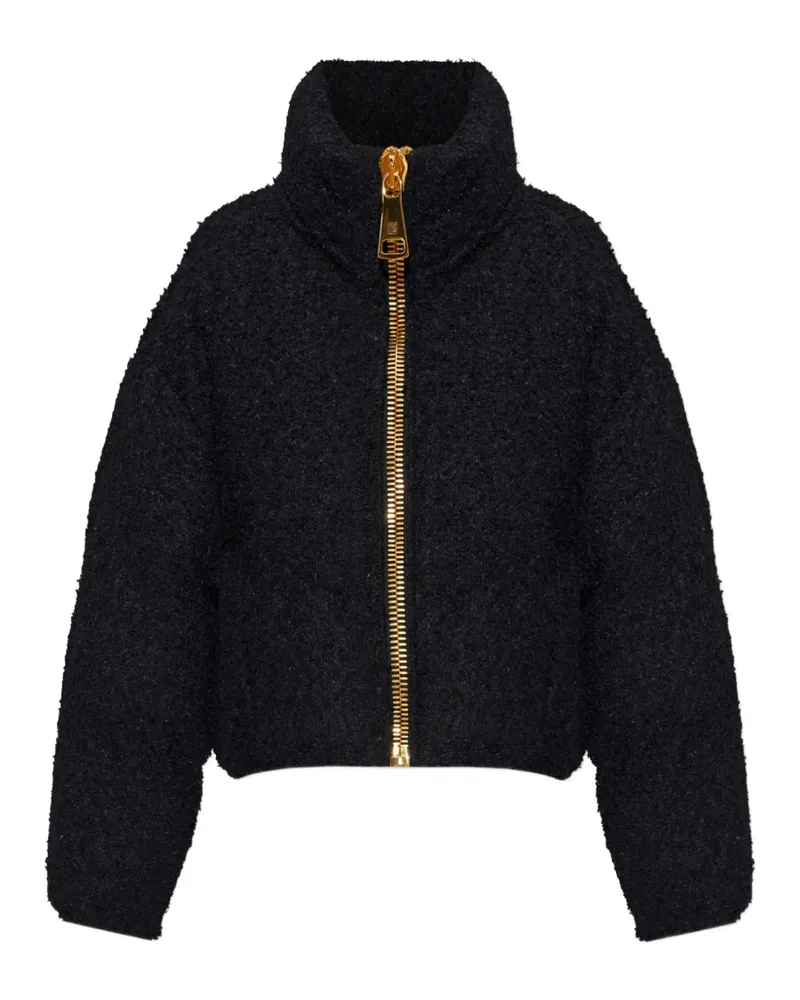 Balmain bouclé-texture zip-up jacket - Schwarz Schwarz
