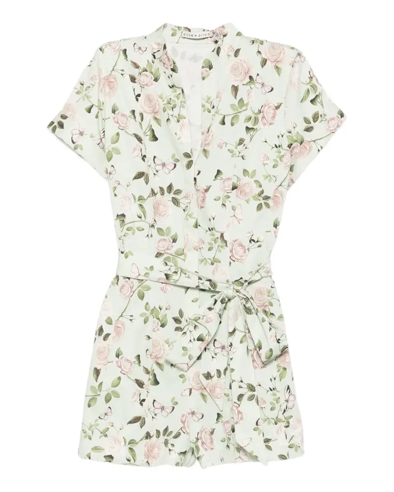 Alice + Olivia floral-print belted playsuit - Grün Grün