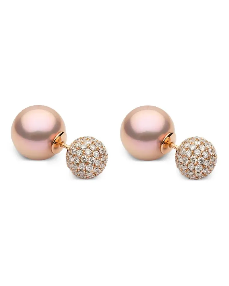 YOKO London Ohrringe mit Süßwasserperlen und Diamanten - Rosa Rosa