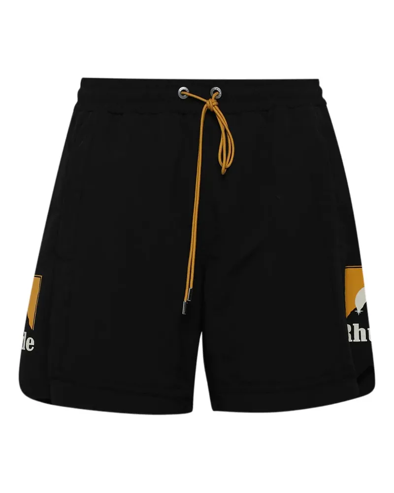 RHUDE Moonlight Logo Shorts mit Kordelzug - Schwarz Schwarz