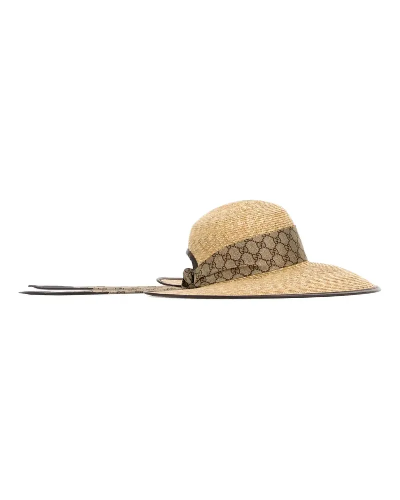 Gucci Hut aus Raffiabast mit Monogramm-Band - Nude Nude