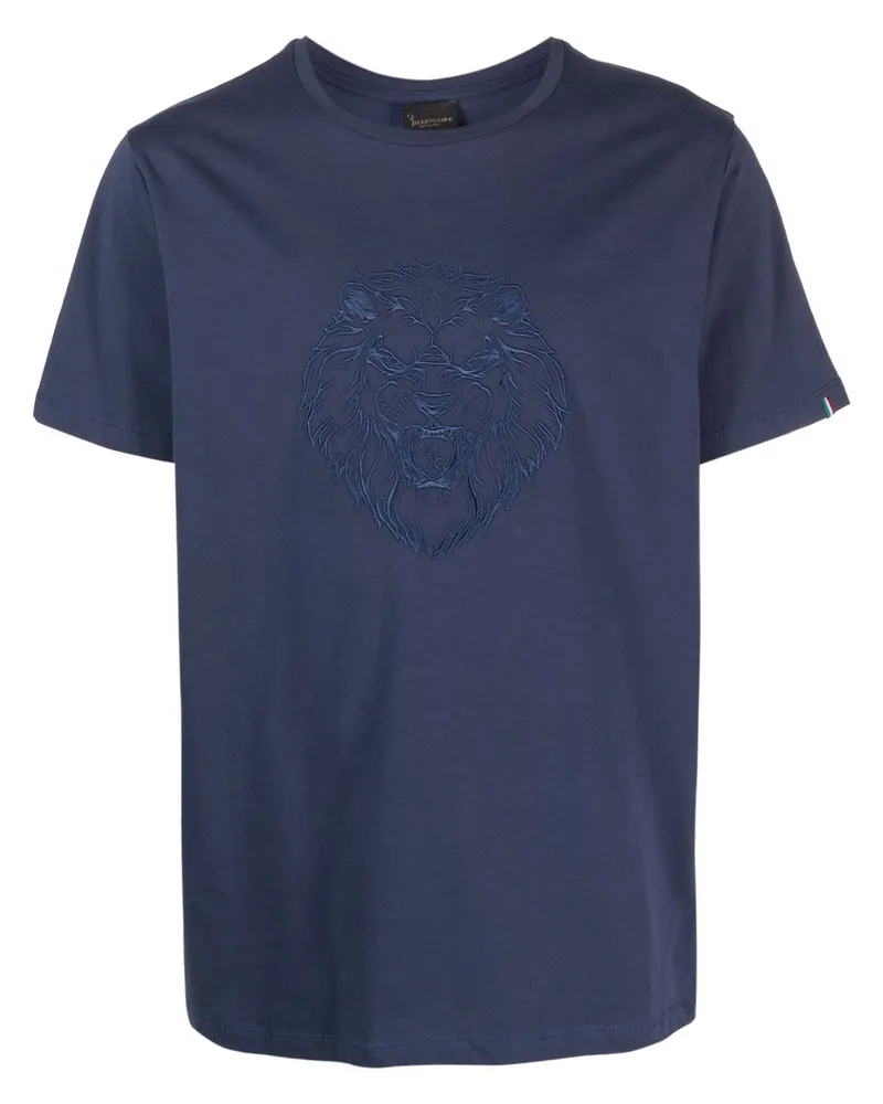 Billionaire T-Shirt mit Löwenstickerei - Blau Blau