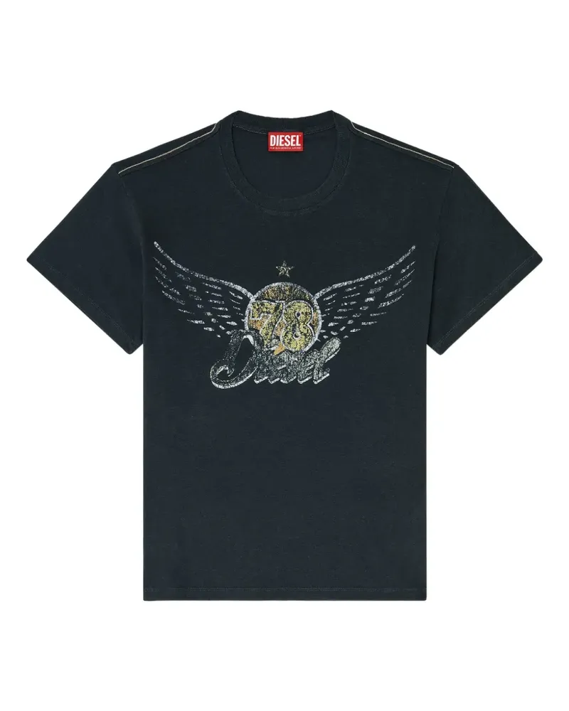 Diesel cotton-hemp T-shirt with concert graphics - Schwarz Schwarz