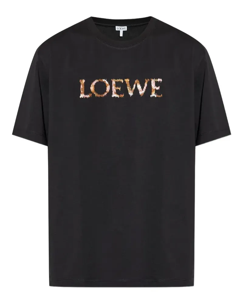 Loewe T-Shirt mit Logo-Stickerei - Schwarz Schwarz