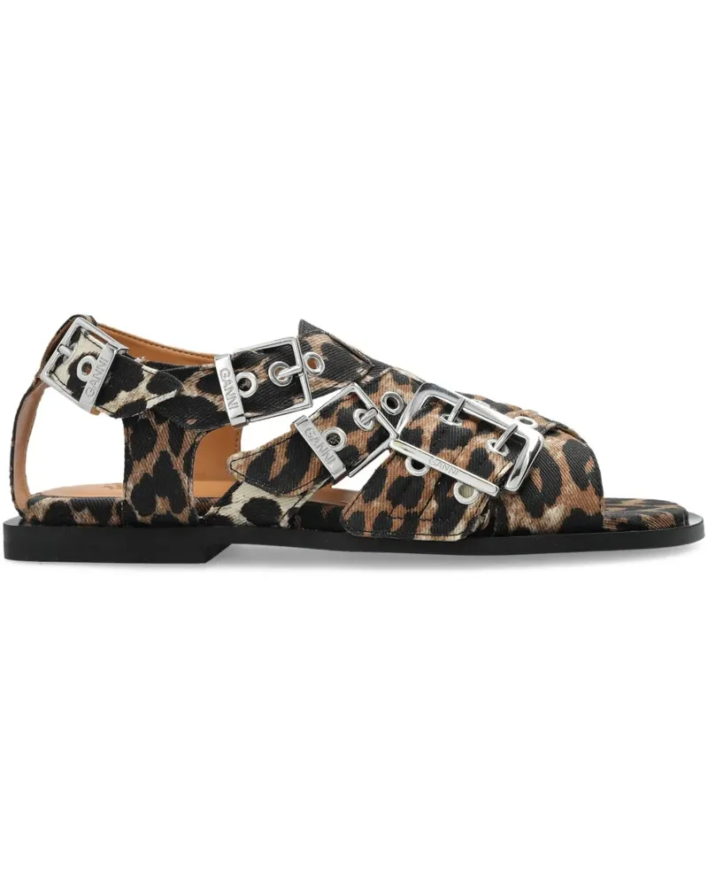 Ganni Sandalen mit Leoparden-Print - Braun Braun