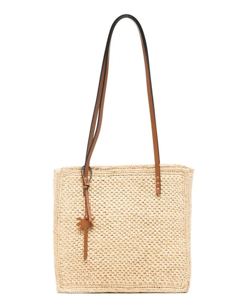 Manebí Inez raffia charm-detail shoulder bag - Nude Nude