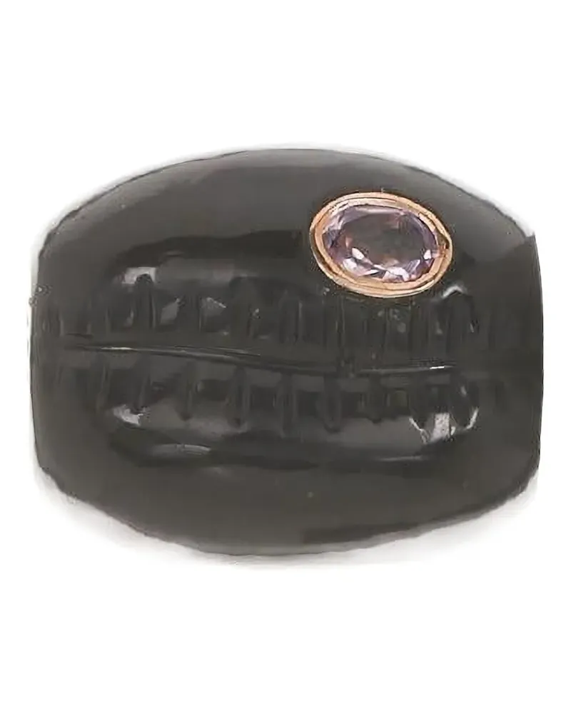 DEZSO 18kt Cowry Rotgoldanhänger mit Tigerauge und Granat - Rosa Rosa