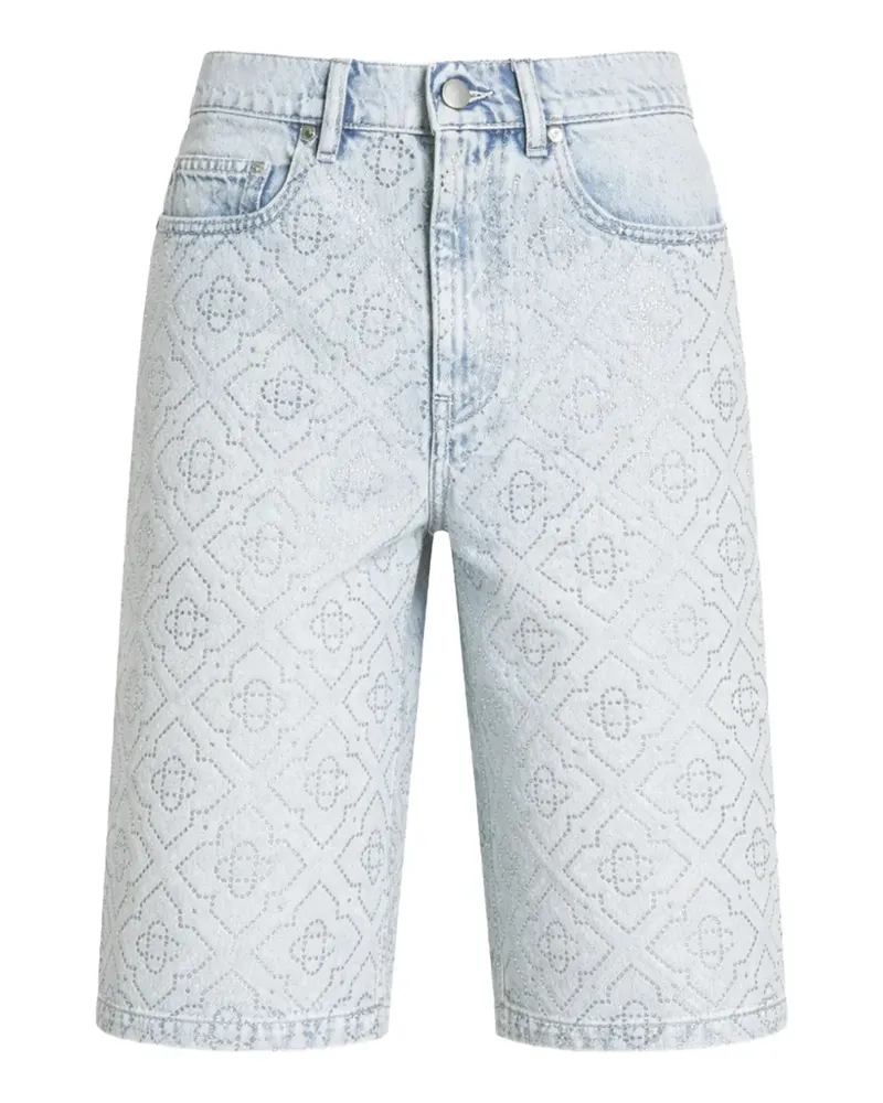 Casablanca Paris rhinestone-embellished monogram shorts - Blau Blau