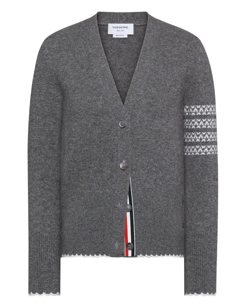 Thom Browne V-neck four-stripe cardigan - Grau Grau