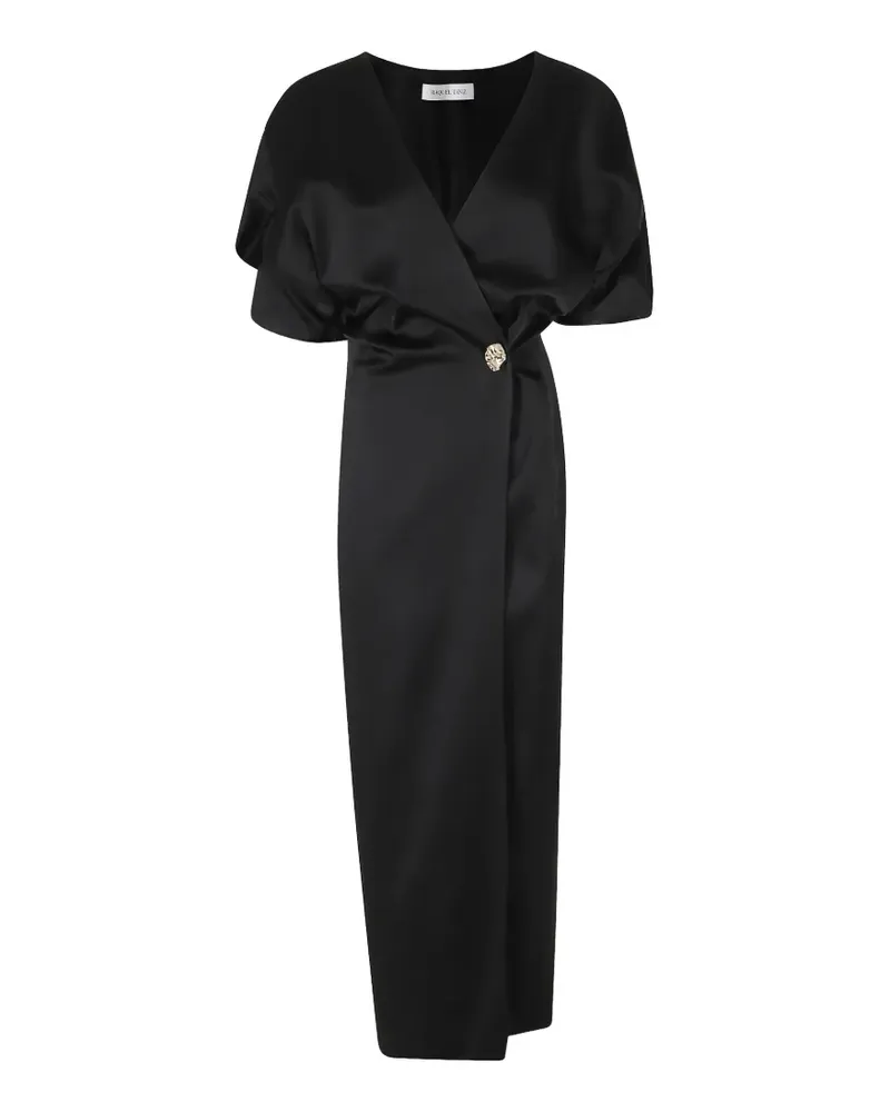 Raquel Diniz Drapiertes Anastasia Midikleid - Schwarz Schwarz