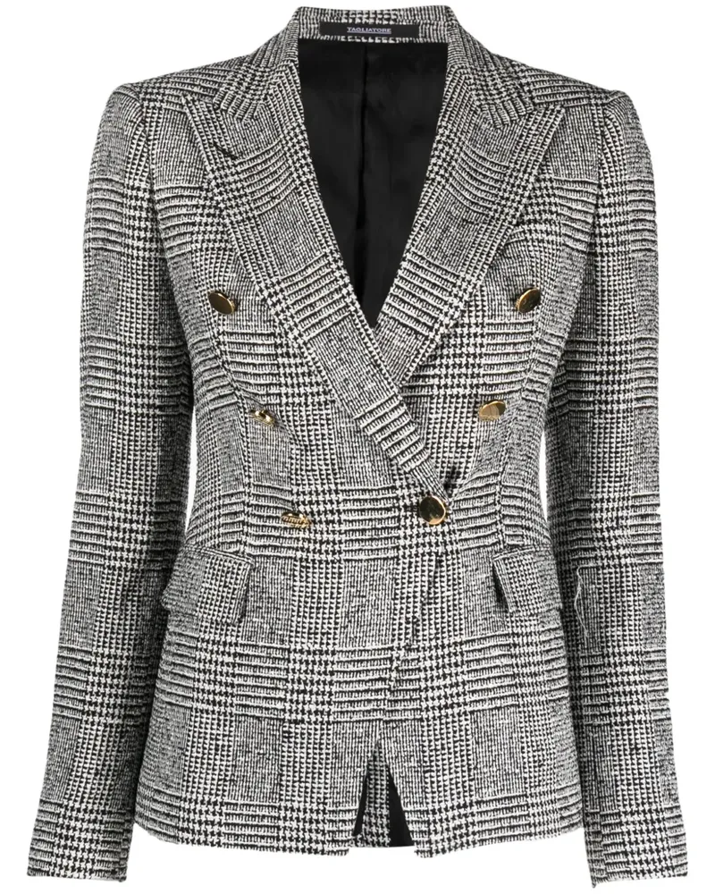 Tagliatore Doppelreihiger Blazer mit Check - Schwarz Schwarz