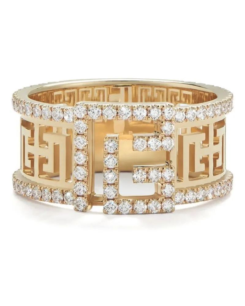 Balmain 18kt Labyrinth Gelbgoldring mit Diamanten Gold