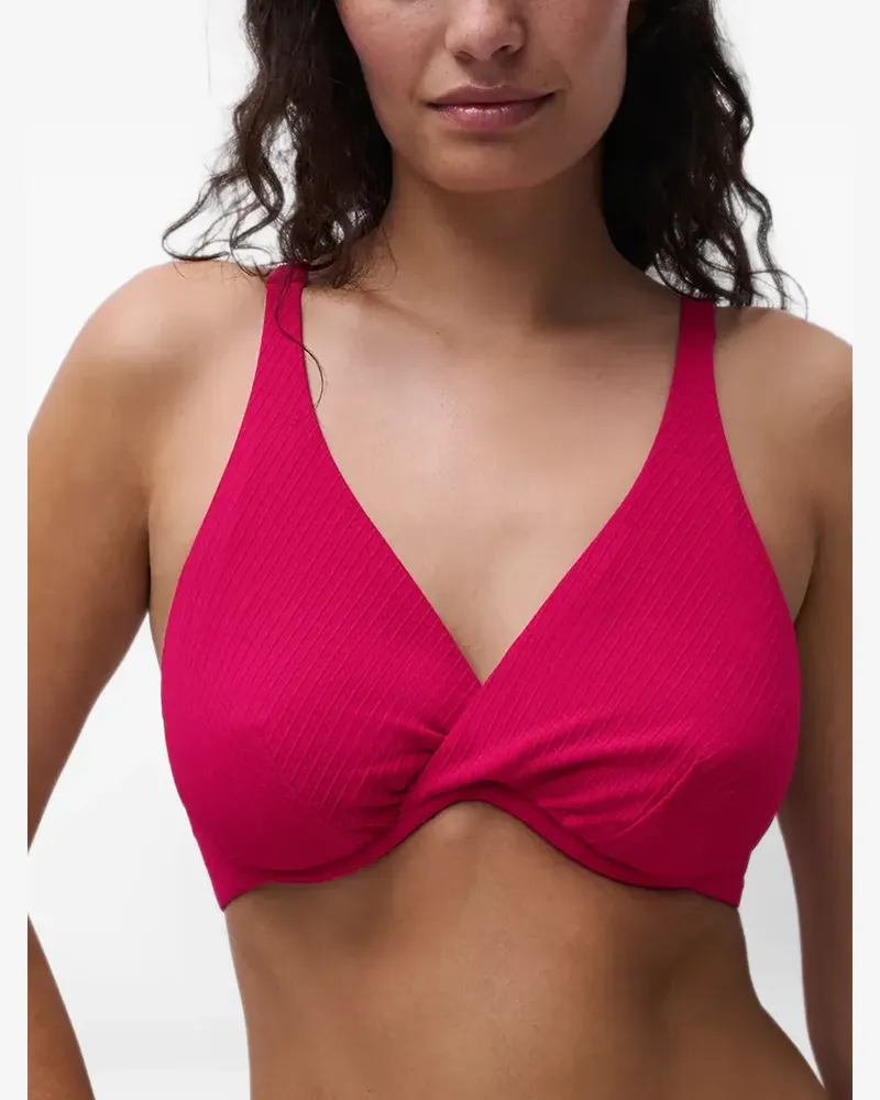 Chantelle Geripptes Femilet Navarino Bikinioberteil im Crossover-Design - Rosa Rosa