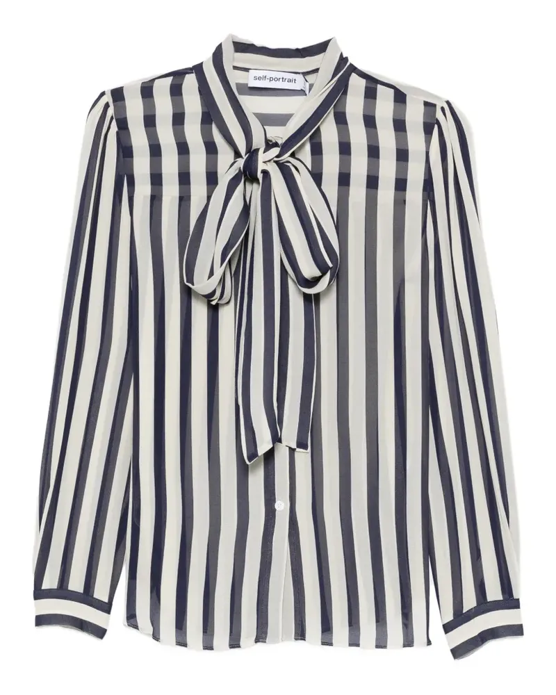 Self-Portrait striped neck-tie blouse - Blau Blau