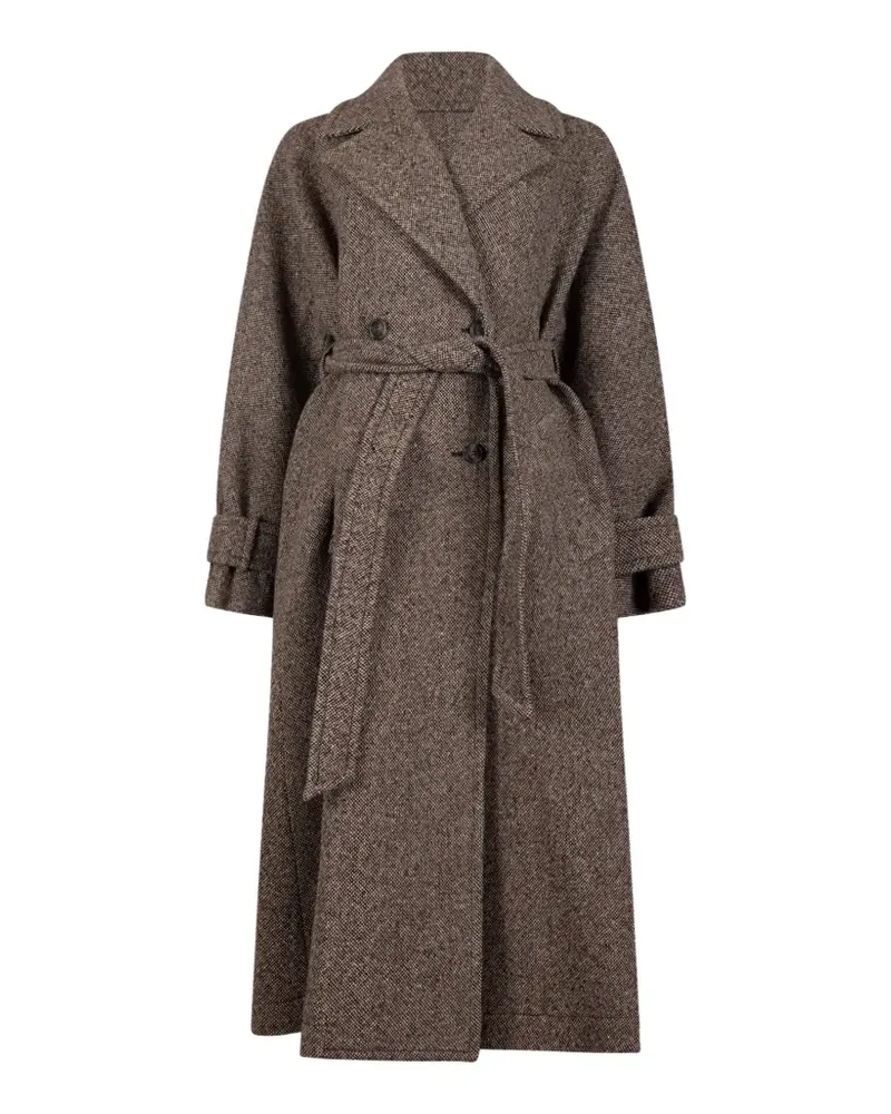 Max Mara Doppelreihiger Mantel mit Gürtel - Braun Braun