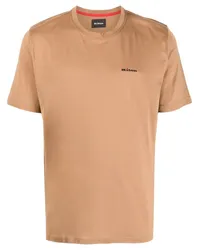 Kiton T-Shirt mit Logo-Print Braun