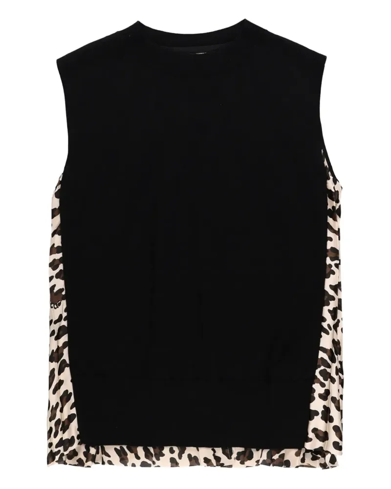 Sacai Gestricktes Oberteil mit Leoparden-Print - Schwarz Schwarz