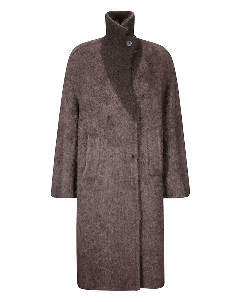 Boboutic double-breasted high-neck coat - Braun Braun