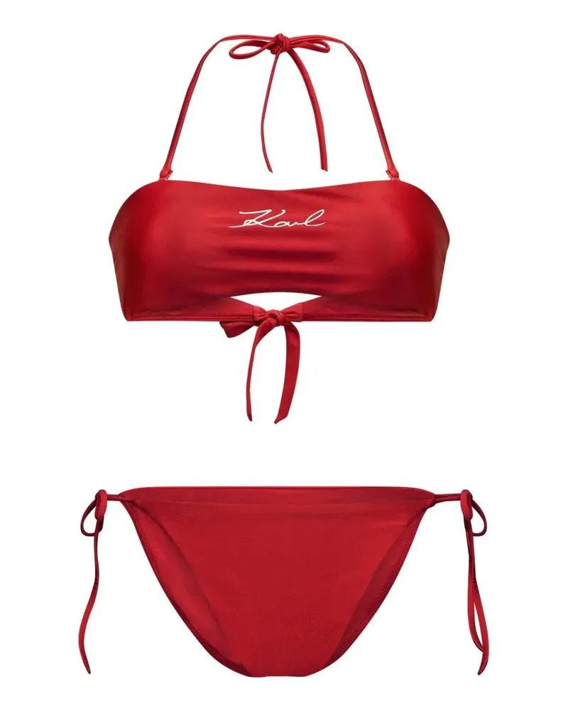 Karl Lagerfeld Set aus Signature Bandeau-Bikinioberteil und Bikinishorts - Rot Rot