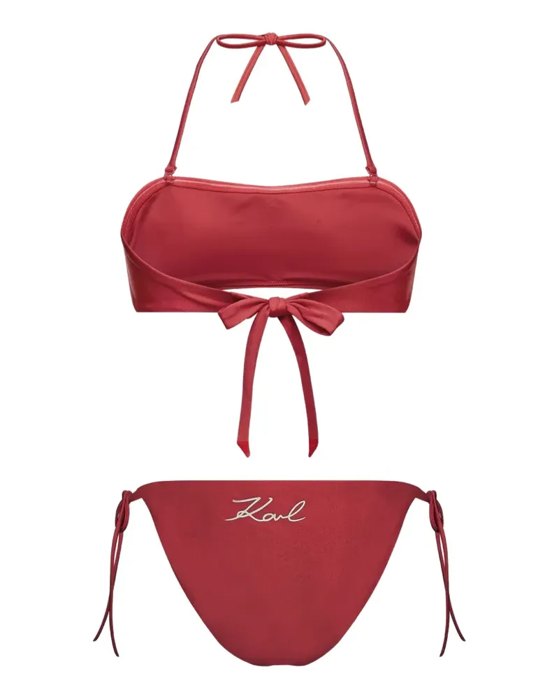 Karl Lagerfeld Set aus Signature Bandeau-Bikinioberteil und Bikinishorts - Rot Rot