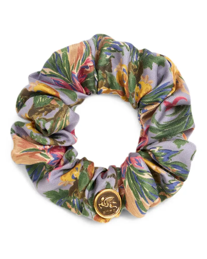 Etro silk scrunchie with floral motif - Violett Violett