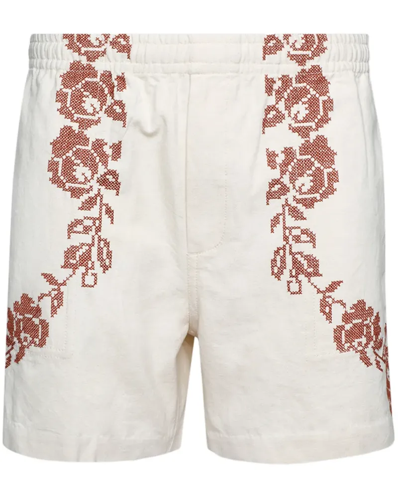BODE Shorts mit Rosenstickerei - Weiß Weiß