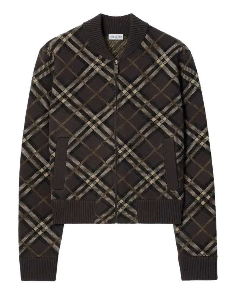 Burberry Check zip-up bomber jacket - Braun Braun