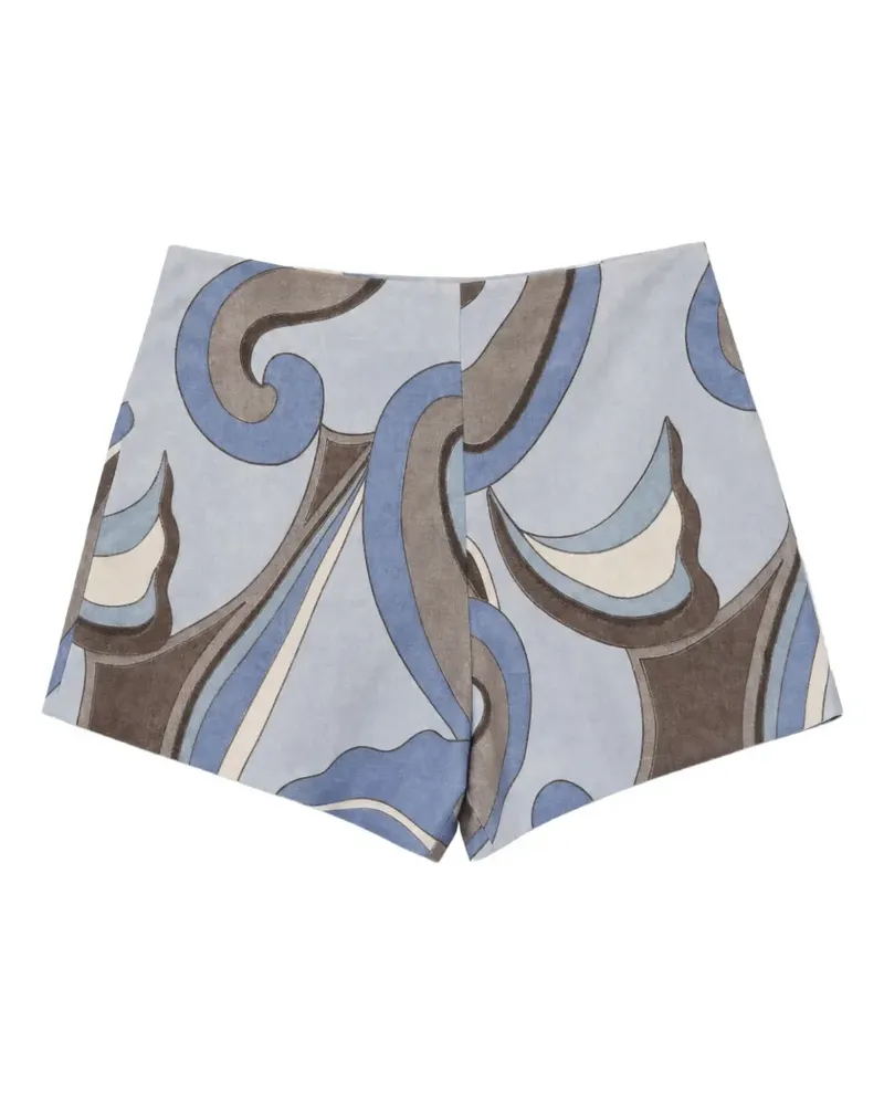 Reformation June abstract-print linen shorts - Blau Blau