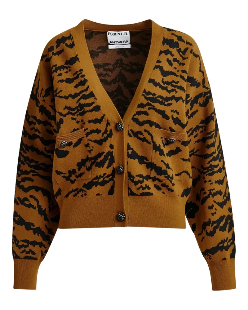 Essentiel Icali Cardigan mit Tigermuster - Braun Braun