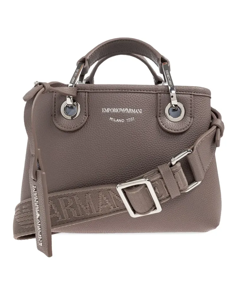 Emporio Armani Kleine Tote Bag mit Logo-Schild - Braun Braun