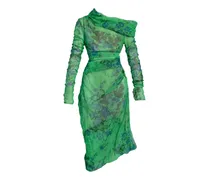 Einschultriges Kleid mit Blumenprint - Grün