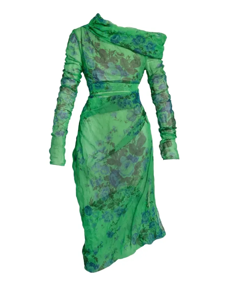 Erdem Einschultriges Kleid mit Blumenprint - Grün Grün