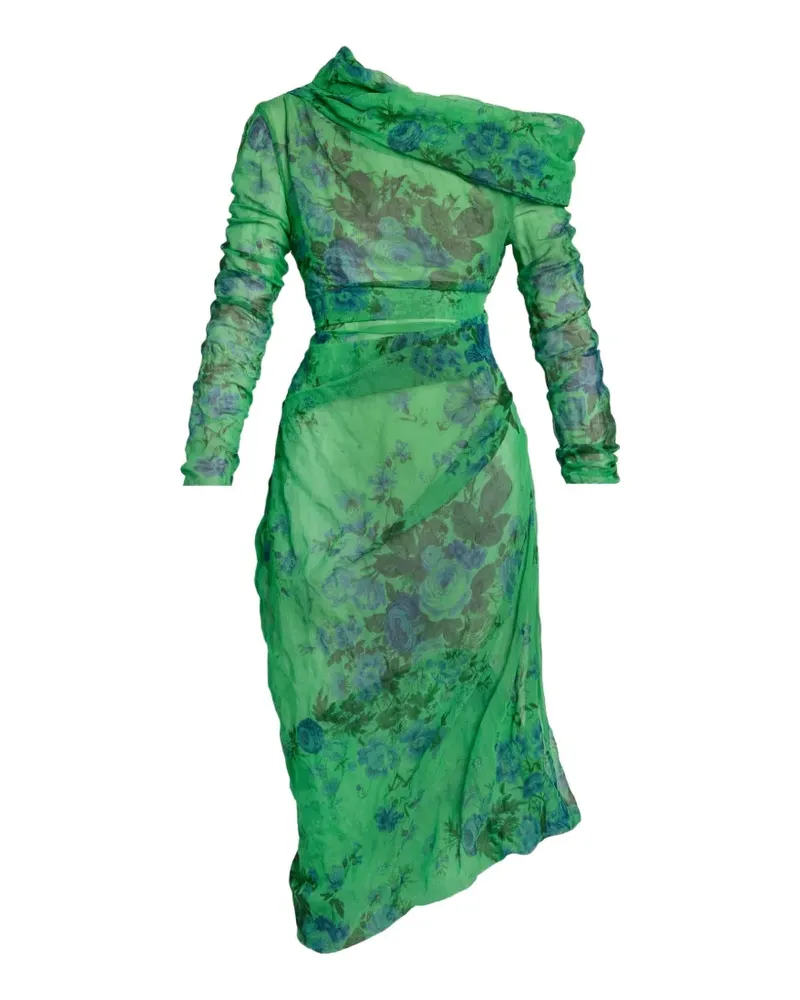 Erdem Einschultriges Kleid mit Blumenprint - Grün Grün