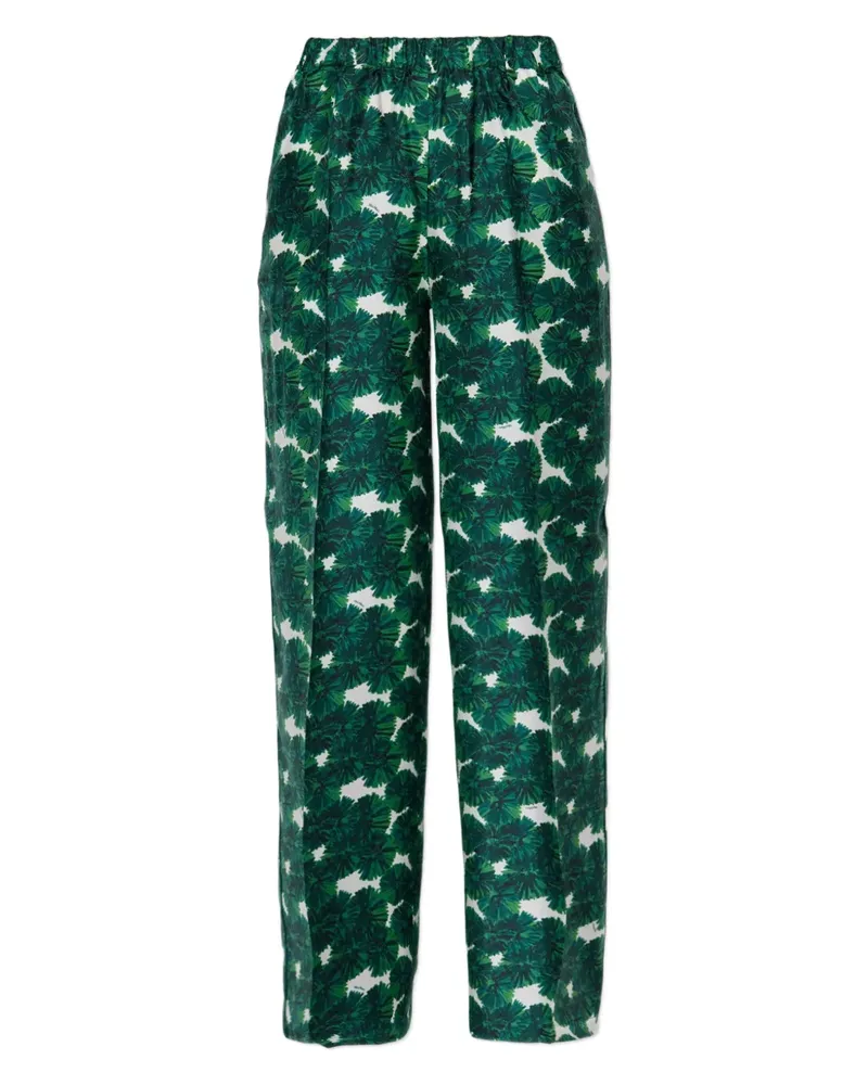 Max Mara Hose mit Blatt-Print - Grün Grün