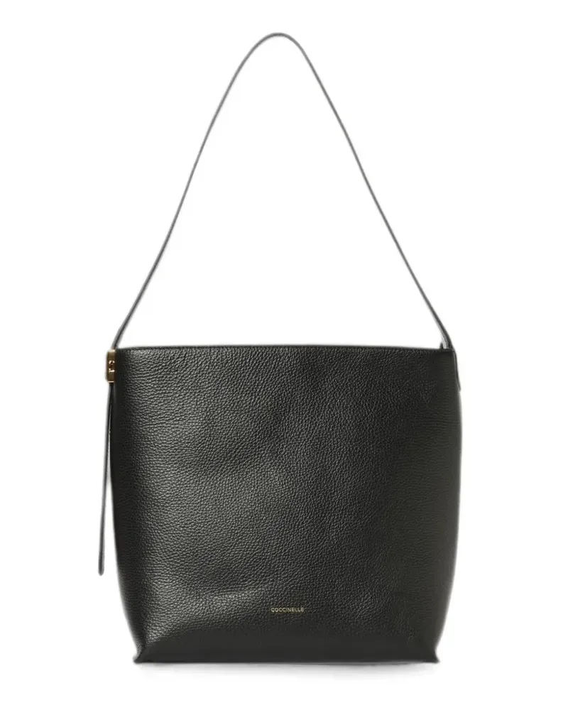 Coccinelle C-Me Lock grained leather shoulder bag - Schwarz Schwarz