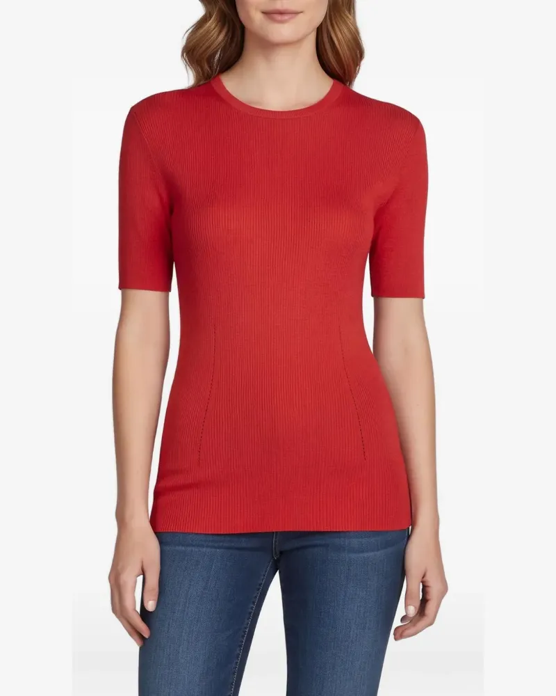Joseph Gerippter Pullover mit rundem Ausschnitt - Rot Rot