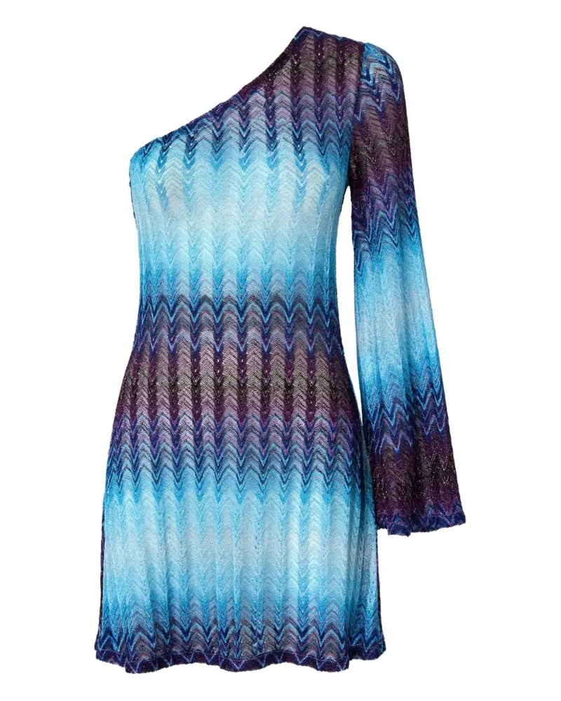 Missoni Gemustertes One-Shoulder-Minikleid - Blau Blau