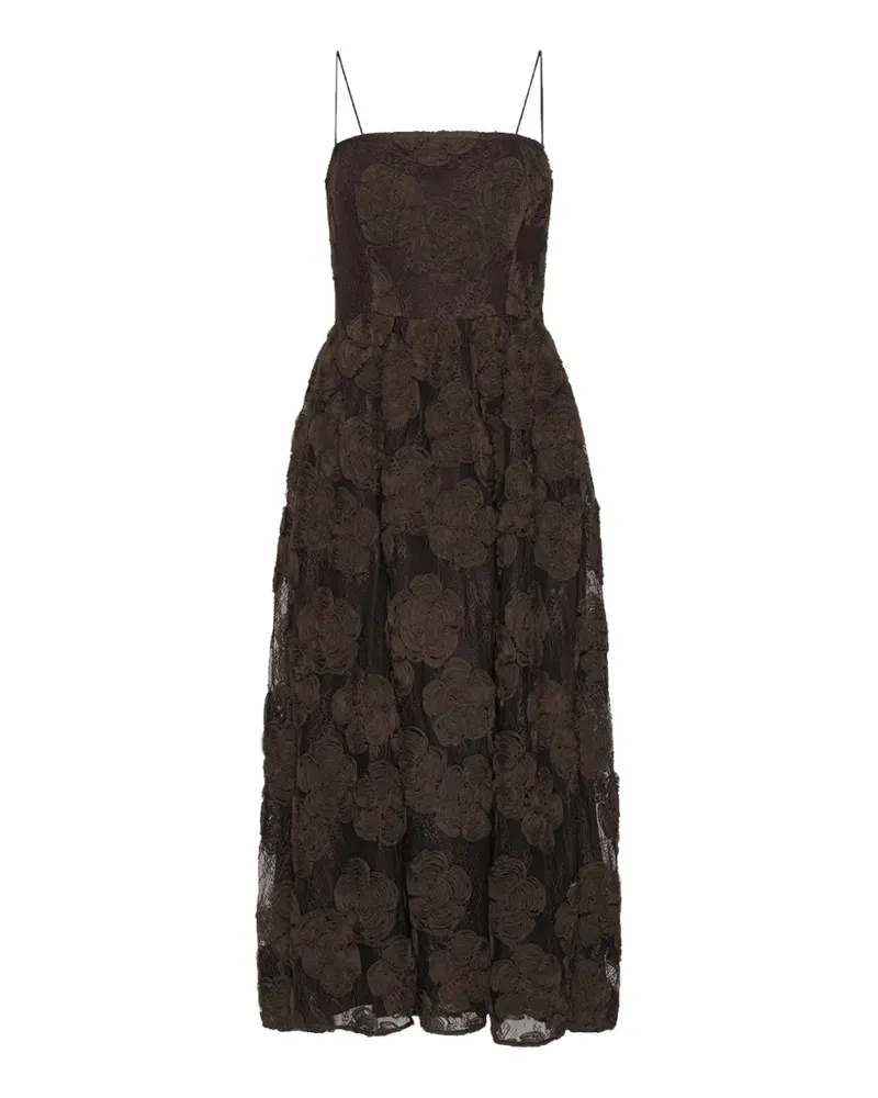 ROTATE Birger Christensen floral-lace midi dress - Braun Braun